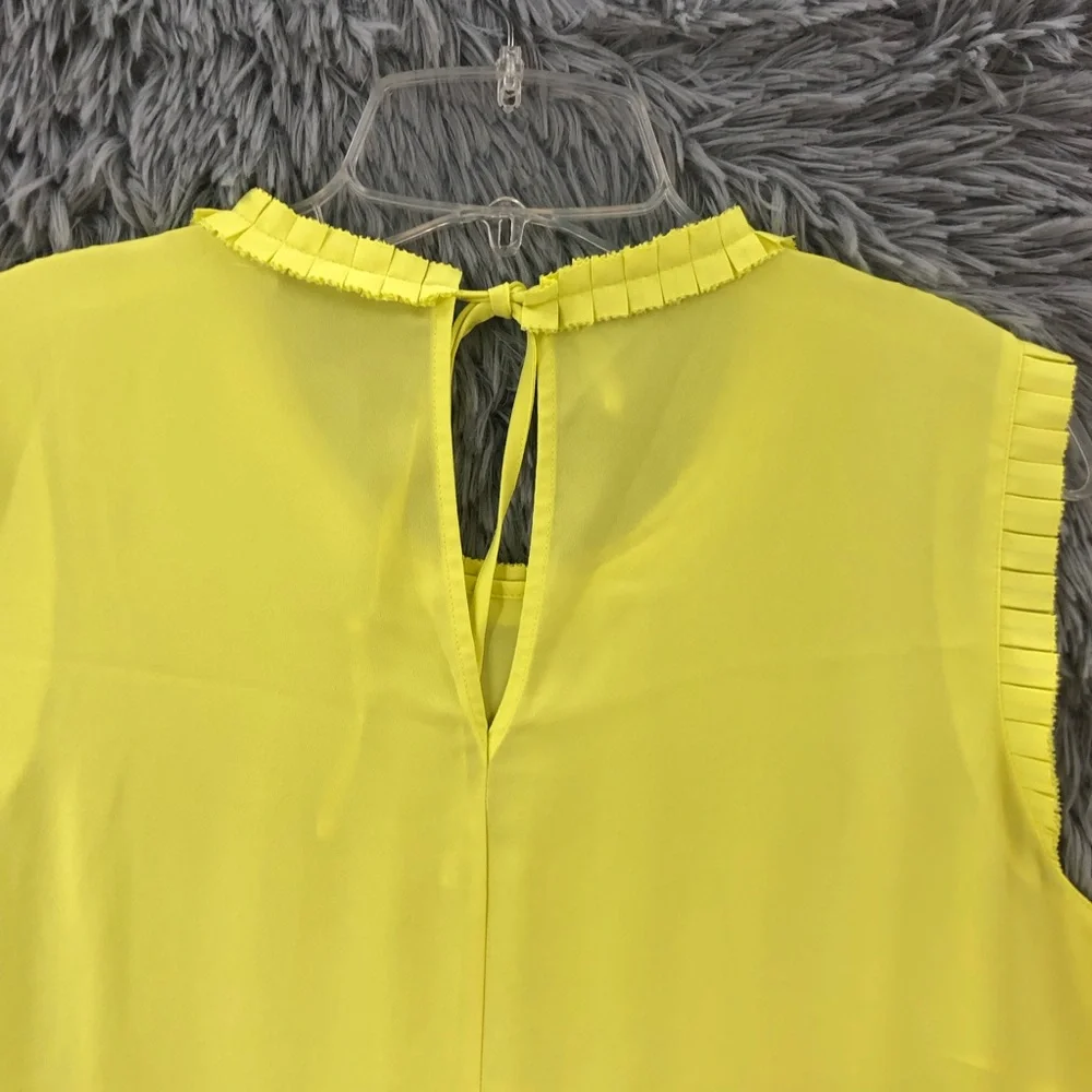 J. Crew Blouse Womens 14T Yellow Sleeveless Ruffle Neck Keyhole Sleeveless